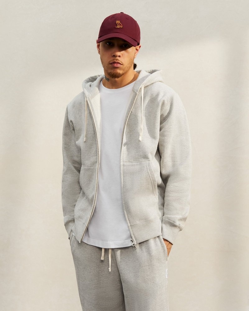 pulls à capuche zippés ovo herringbone gris doctobre