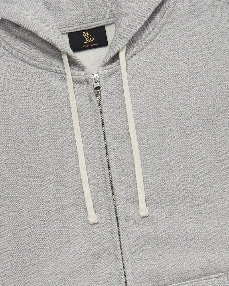 pulls à capuche zippés ovo herringbone gris doctobre