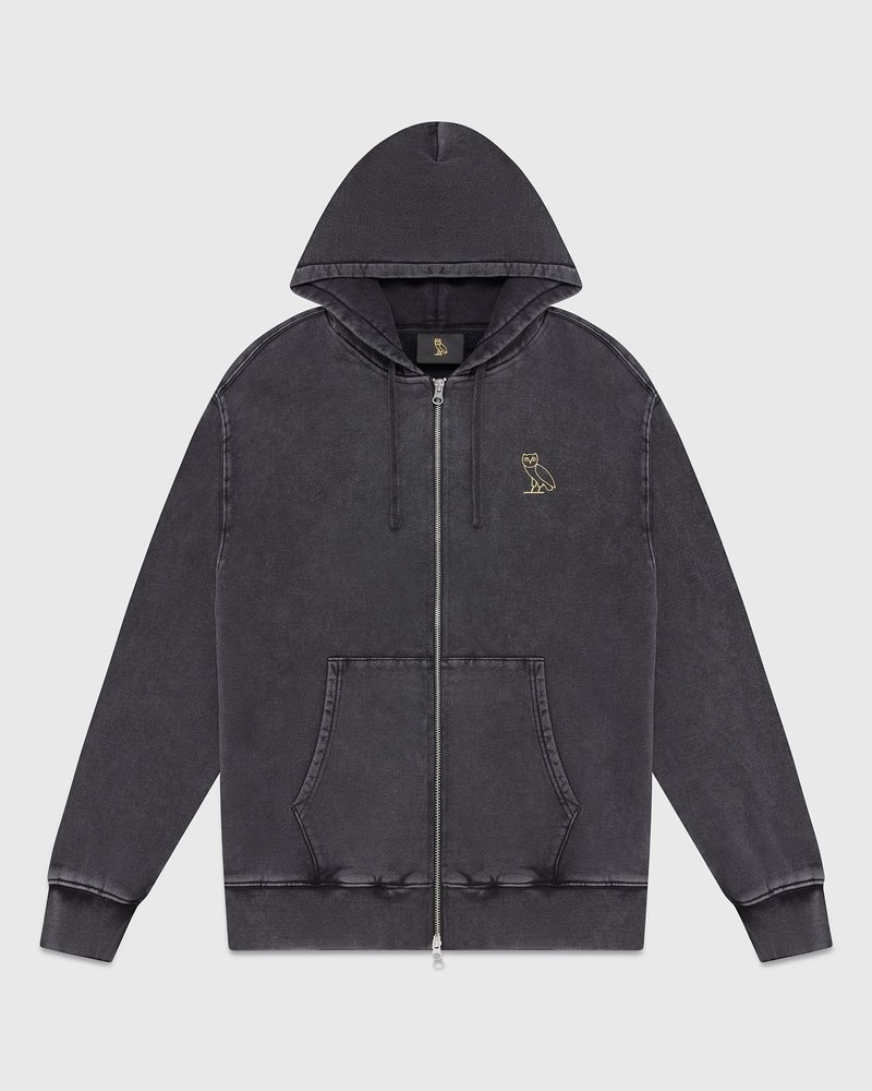 pulls ovo muskoka garment dyed full-zip hoodie black doctobre