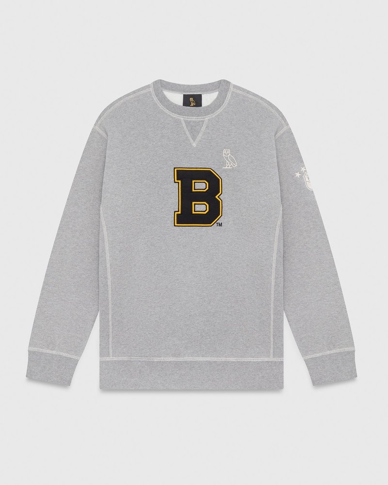 pulls à col rond gris ovo boston bruins collection octobre
