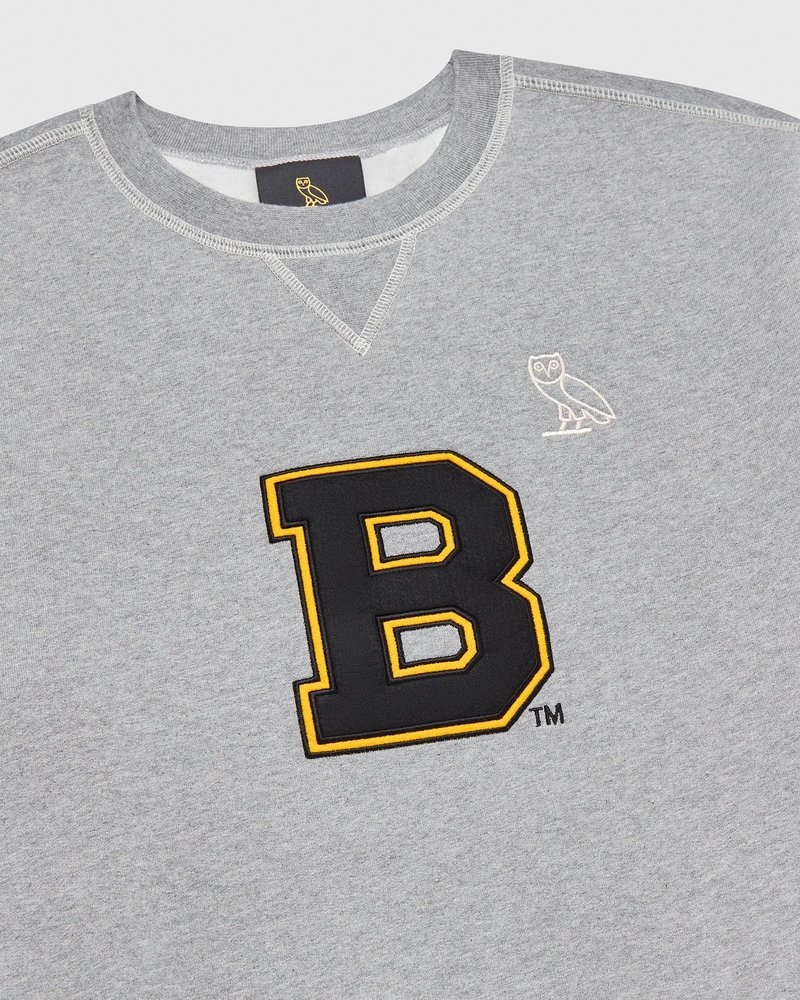 pulls à col rond gris ovo boston bruins collection octobre