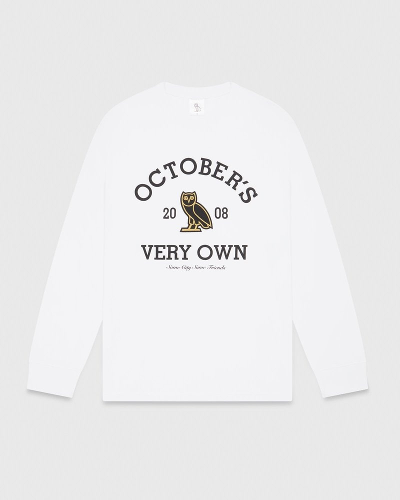 t-shirts ovo collegiate manches longues blanc collection octobre