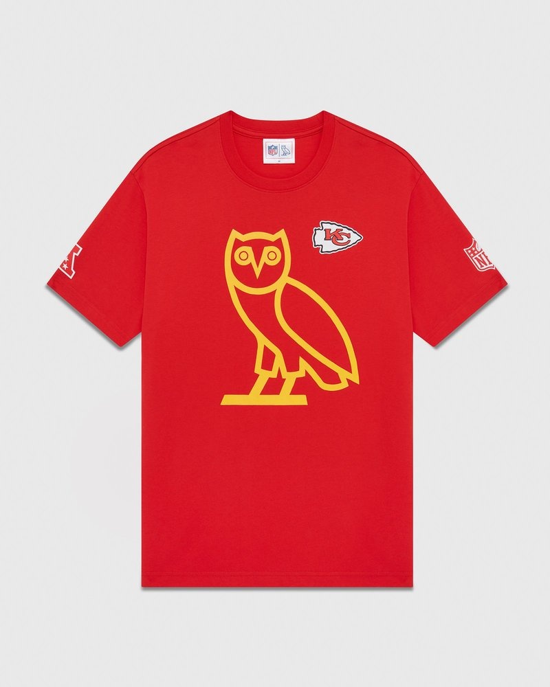 t-shirts ovo nfl kansas city chiefs game day rouges édition spéciale octobre