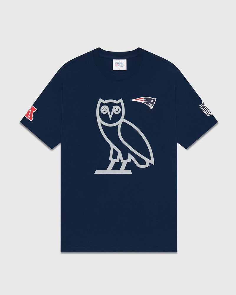 t-shirts ovo nfl new england patriots édition spéciale jour de match bleu disponible dès octobre.