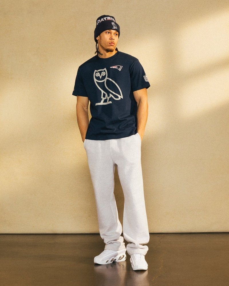 t-shirts ovo nfl new england patriots édition spéciale jour de match bleu disponible dès octobre.