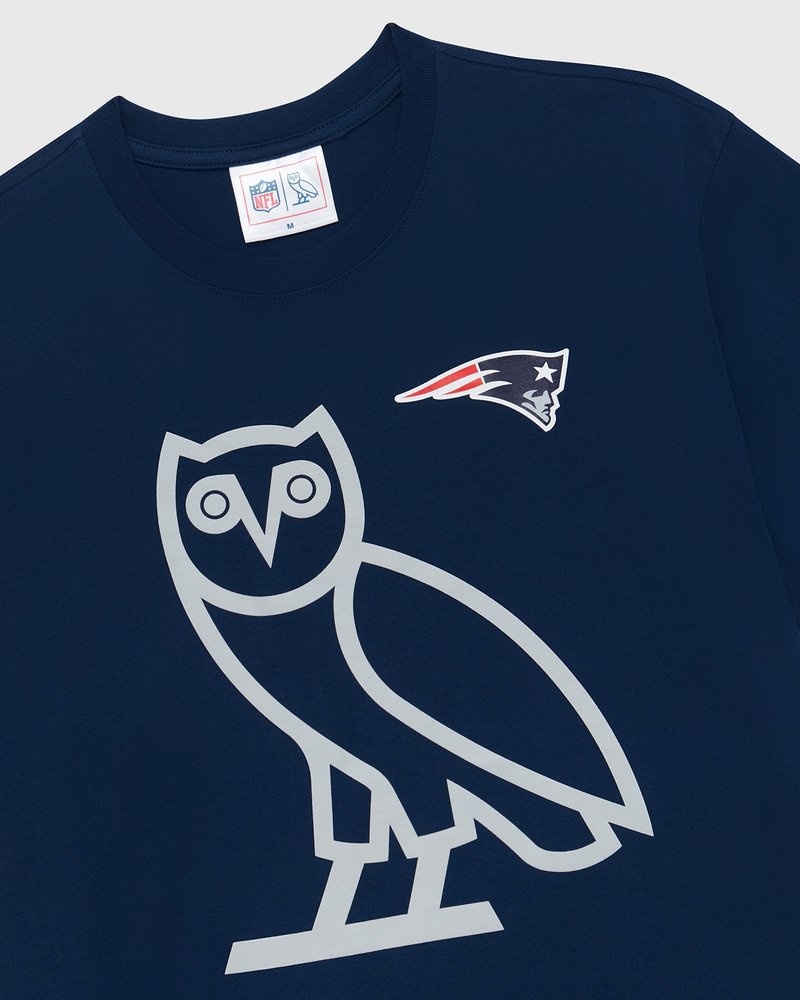t-shirts ovo nfl new england patriots édition spéciale jour de match bleu disponible dès octobre.