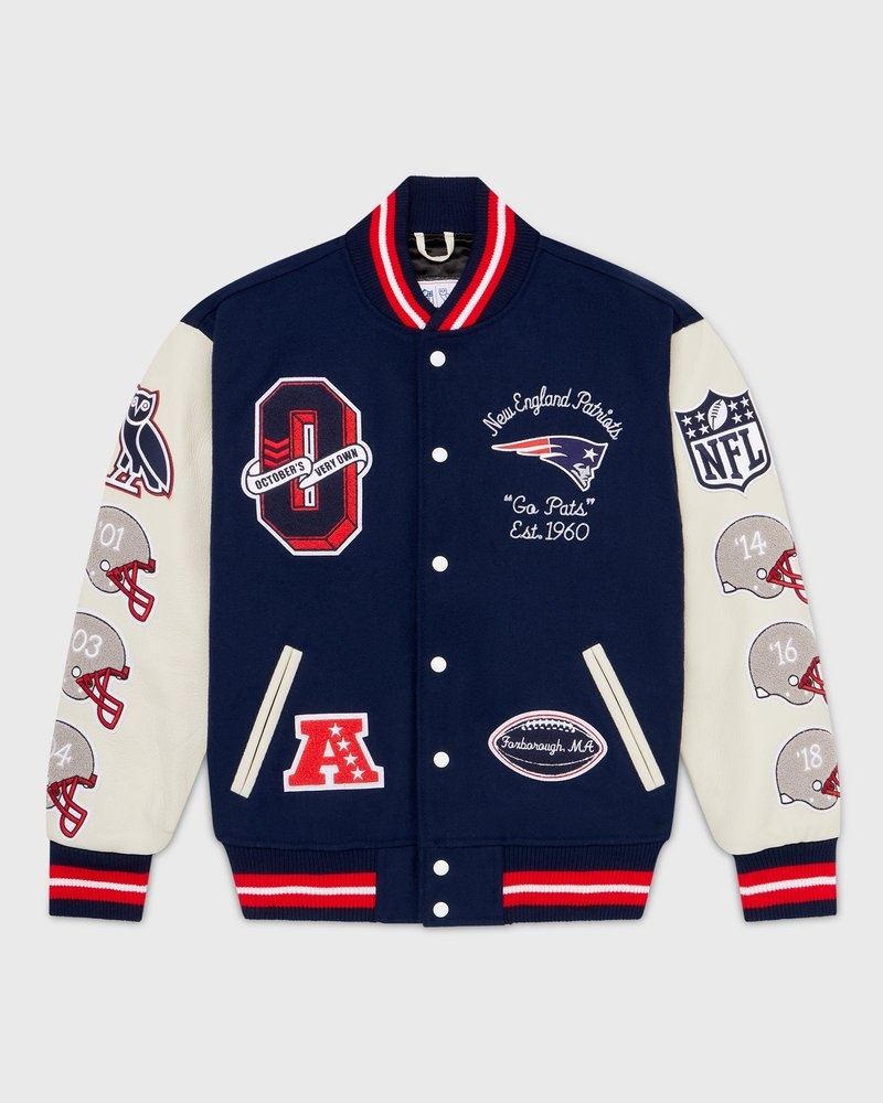 veste universitaire bleue ovo nfl new england patriots collection octobers very own