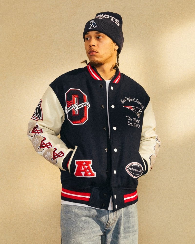 veste universitaire bleue ovo nfl new england patriots collection octobers very own