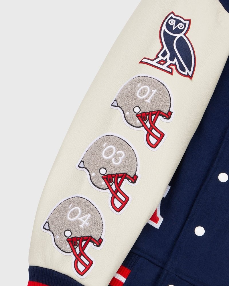 veste universitaire bleue ovo nfl new england patriots collection octobers very own