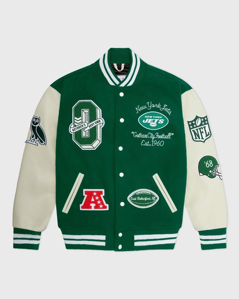 veste universitaire verte ovo nfl new york jets collection octobers very own