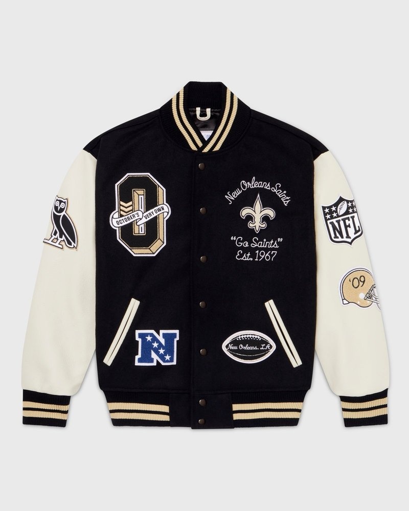veste universitaire ovo nfl new orleans saints noire collection octobers very own