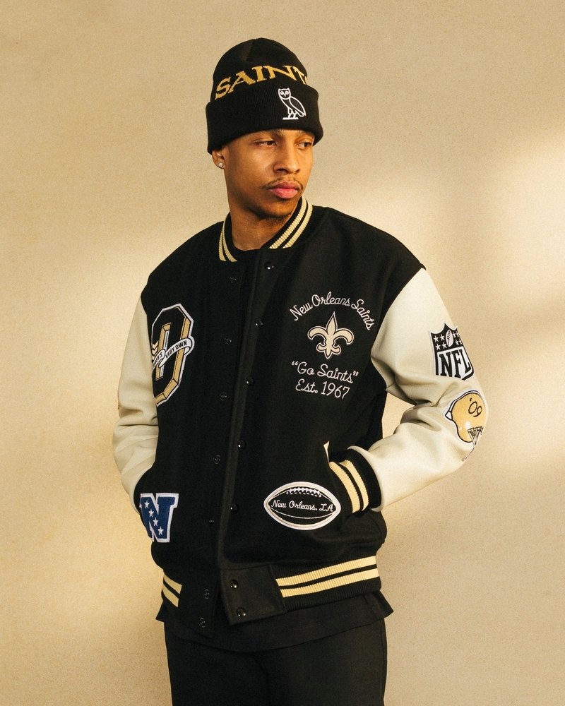 veste universitaire ovo nfl new orleans saints noire collection octobers very own